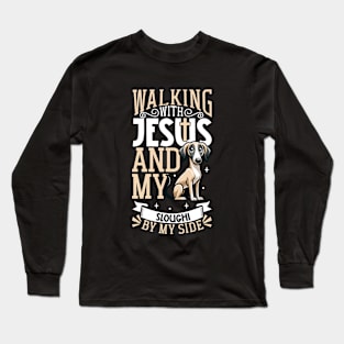 Jesus and dog - Arabian Greyhound Long Sleeve T-Shirt